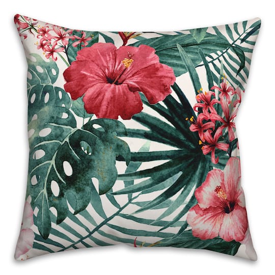 Tropical Flowers 18&#x22; x 18&#x22; Indoor / Outdoor Pillow